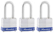 Master Lock 3TRILF Padlock, Keyed Alike Key, 9/32 in Dia Shackle, 1-1/2 in H Shackle, Steel Shackle, Steel Body