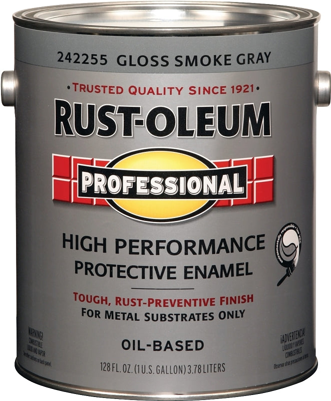 Professional 242255 Enamel Paint, Oil Base, Gloss Sheen, Smoke Gray, 1 gal, Can, 255 to 435 sq-ft/gal Coverage Area, Pack of 2