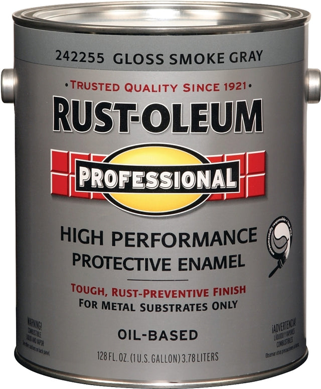 Professional 242255 Enamel Paint, Oil Base, Gloss Sheen, Smoke Gray, 1 gal, Can, 255 to 435 sq-ft/gal Coverage Area, Pack of 2