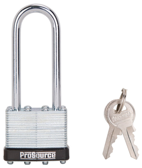 ProSource HD00040L-3L Padlock, Long Shackle, 1/4 in Dia Shackle, 2-3.4 in H Shackle, Steel Shackle, Steel Body