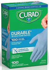 Curad CUR4145R Exam Gloves, One-Size, Nitrile, Blue