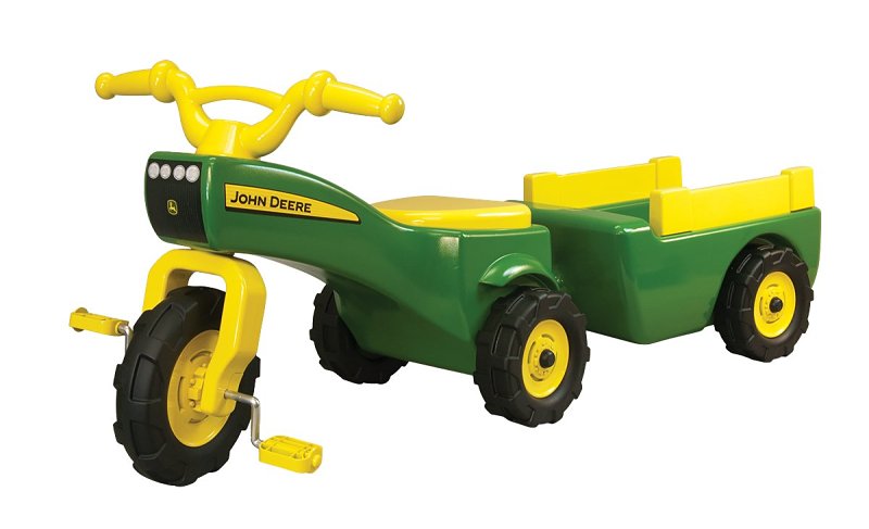 John Deere Toys 46088 Ride-On Trike with Cart, 18 months and Up, Plastic, Internal Light and Music