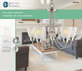 Boston Harbor A2242-6 Chandelier, 120 V, 60 W, 1-Tier, 5-Lamp, A19/CFL Lamp, Metal Fixture