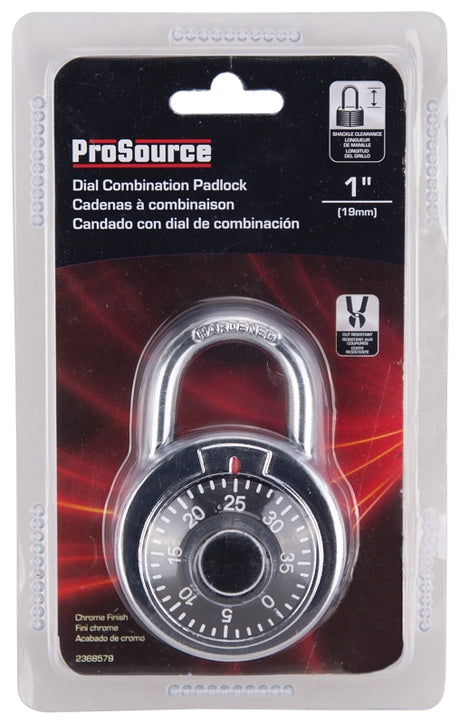 ProSource HD6147763-3L Padlock, Standard Shackle, 1/4 in Dia Shackle, 1-1/4 in H Shackle, Steel Shackle, Steel Body