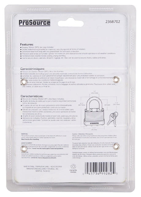 ProSource HD-3DX4-3L Padlock Set, Standard Shackle, 1/4 in Dia Shackle, 1-1/4 in H Shackle, Steel Shackle, Steel Body