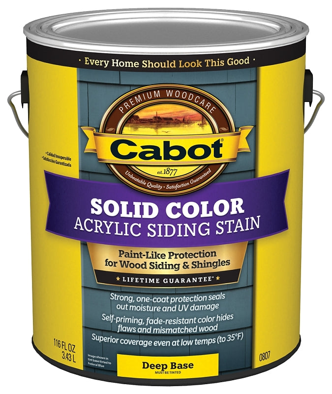 Cabot 140.0000807.007 Solid Stain, Natural Flat, Liquid, 1 gal Can, Pack of 4
