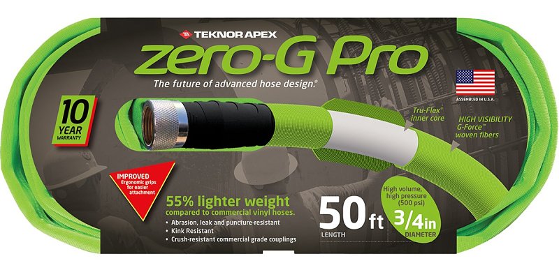 Zero-G Teknor Apex Series 4300-50 Garden Hose, 3/4 in, 50 ft L, Female, Vinyl, Green