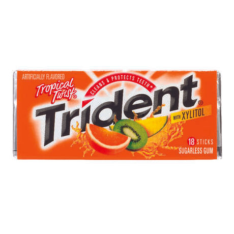 Trident Sugar Free Tropical Twist Chewing Gum 14 pk, Pack of 12