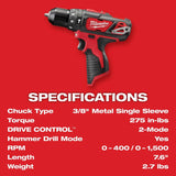 Milwaukee M12 3/8 in. Brushed Cordless Hammer Drill/Drive Kit (Battery & Charger)