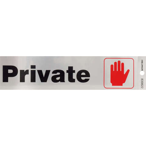 Hillman English Silver Private Decal 2 in. H X 8 in. W, Pack of 6