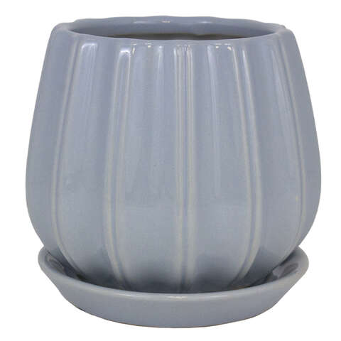 Trendspot Contour 7.28 in. H X 8 in. W X 8 in. D X 8 in. D Ceramic Planter Light Blue, Pack of 2