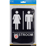 Hillman English Black Restroom Plaque 9 in. H X 6 in. W, Pack of 3