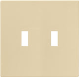 Eaton Wiring Devices PJS2V Wallplate, Mid-Size, 4-7/8 in L, 4.94 in W, 2-Gang, Polycarbonate, Ivory, High-Gloss