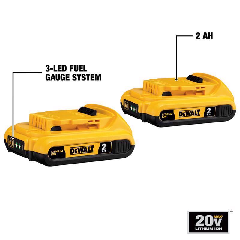 DeWalt 20V MAX DCB203-2 2 Ah Lithium-Ion Compact Battery 2 pc