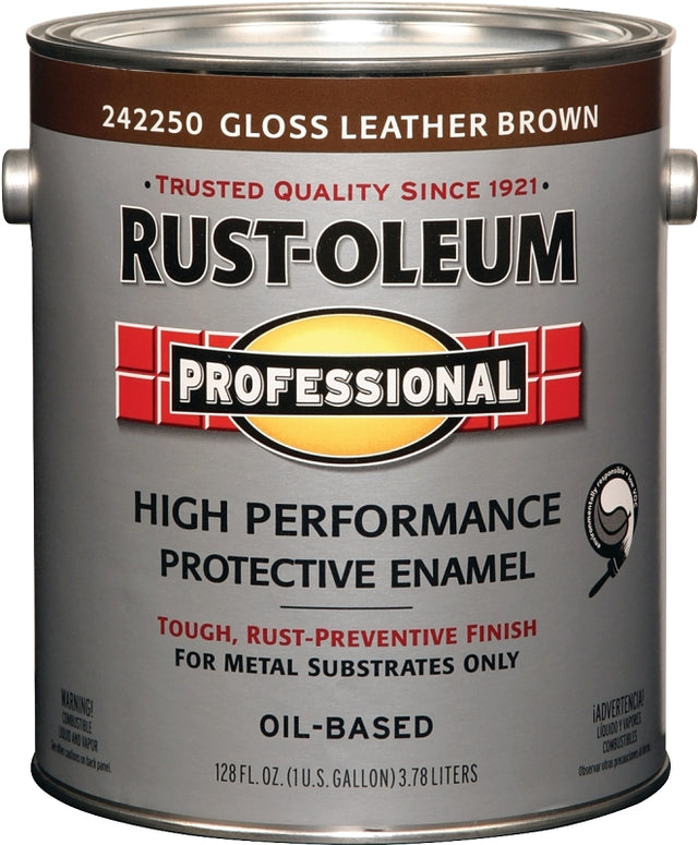 Professional 242250 Enamel Paint, Oil Base, Gloss Sheen, Leather Brown, 1 gal, Can, 255 to 435 sq-ft/gal Coverage Area, Pack of 2