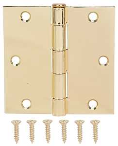 ProSource 20338BBX Square Corner Door Hinge, Steel, Polished Brass, Loose Pin, 180 deg Range of Motion