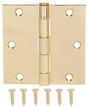 ProSource 20338BBX Square Corner Door Hinge, Steel, Polished Brass, Loose Pin, 180 deg Range of Motion
