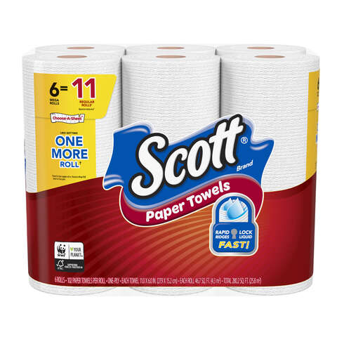 Scott Choose-A-Sheet Paper Towels 102 sheet 1 ply 6 pk, Pack of 4