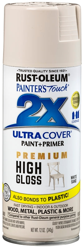 Rust-Oleum 348856 Spray Paint, High-Gloss, White Sand, 12 oz Can