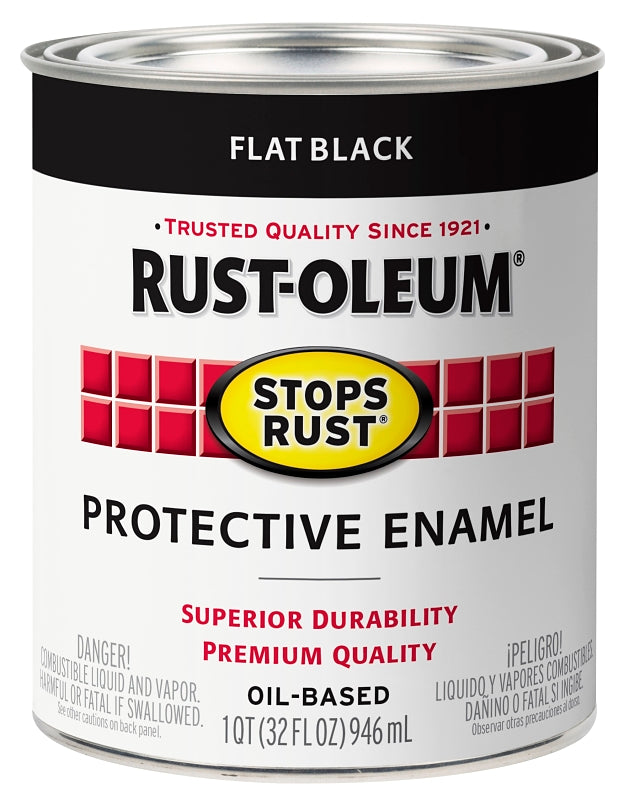 Rust-Oleum 353586 Rust Preventative Paint, Oil Base, Flat Sheen, Black, 1 qt, 80 to 175 sq-ft Coverage Area, Pack of 2