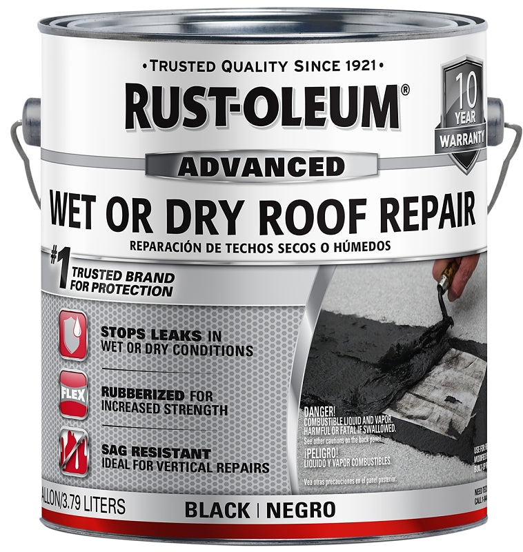 Rust-Oleum 347427 Wet Roof Repair, Black, 0.9 gal