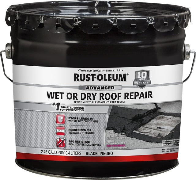 Rust-Oleum 347431 Wet Roof Repair, Black, 3.3 gal