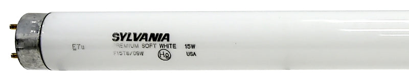 Sylvania 21656 Fluorescent Bulb, 15 W, T8 Lamp, Medium Lamp Base, 810 Lumens, 3000 K Color Temp, Soft White