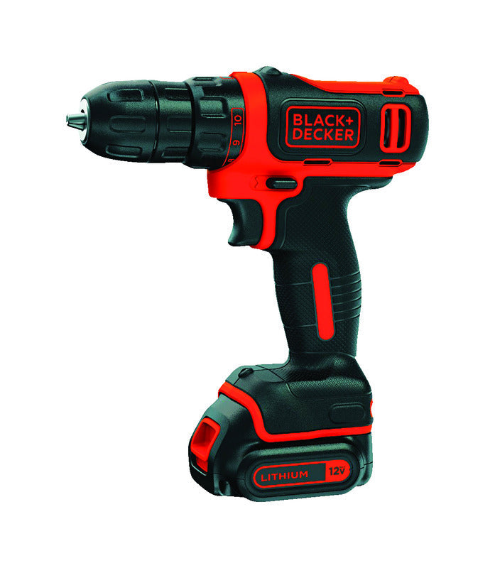 Black+Decker 12V MAX 3/8 in. Brushed Cordless Drill/Driver Kit (Battery & Charger), Pack of 2