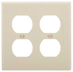 Eaton Wiring Devices 5150LA Receptacle Wallplate, 4-1/2 in L, 2-3/4 in W, Standard, 2 -Gang, Nylon, Light Almond
