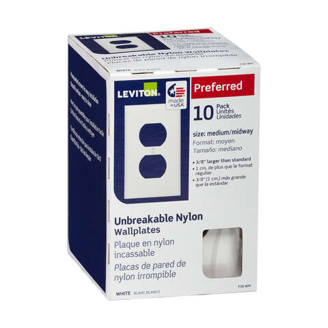Leviton White 1 gang Thermoplastic Nylon Duplex Wall Plate 1 pk