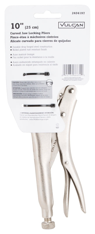 Vulcan PC927-25 Locking Plier, 10 in OAL, Comfort-Grip Handle