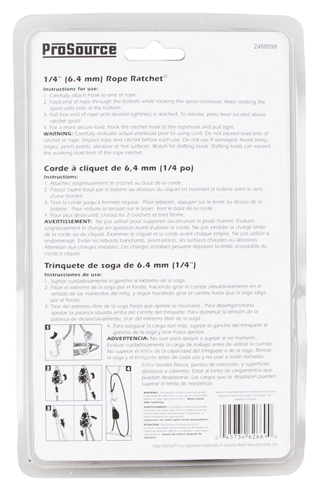 ProSource 10010-L-OI Rope Ratchet, Polypropylene/Steel, Black/Red