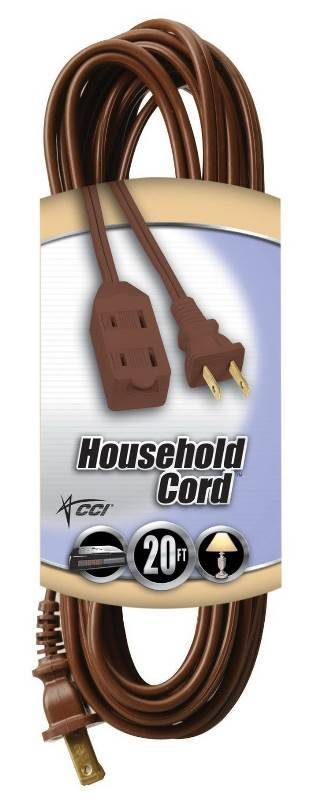 Southwire 94058907 Extension Cord, 16 AWG Cable, 20 ft L, 13 A, 125 V, Brown