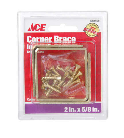 Ace 2 in. H X 3.75 in. W X 2 in. D Brass Inside L Corner Brace, Pack of 5