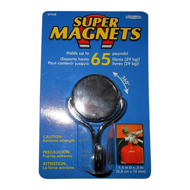 Magnet Source .5 in. L X 1.5 in. W Silver Magnetic Hook 65 lb. pull 1 pc
