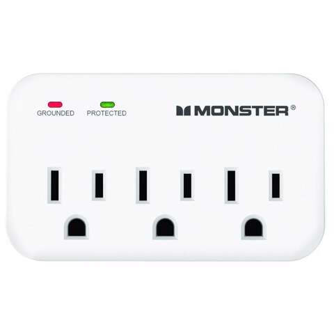 Monster Just Power It Up 0 ft. L 3 outlets Wall Tap Surge Protector White 1200 J