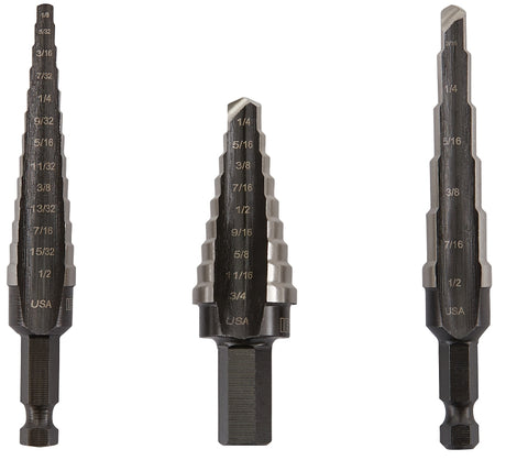 Irwin Unibit 10502ZR Step Drill Set, 3-Piece, HSS