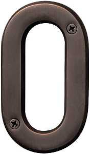 Hy-Ko Prestige Series BR-42OWB/0 House Number, Character: 0, 4 in H Character, Bronze Character, Solid Brass, Pack of 3