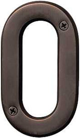 Hy-Ko Prestige Series BR-42OWB/0 House Number, Character: 0, 4 in H Character, Bronze Character, Solid Brass, Pack of 3