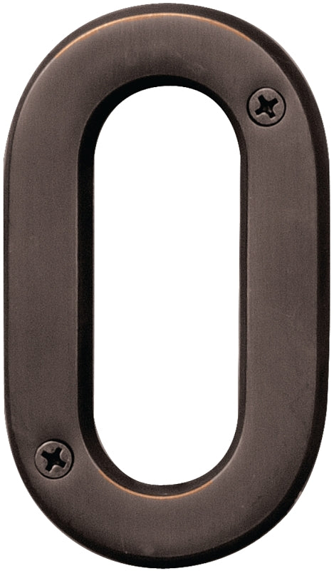 Hy-Ko Prestige Series BR-42OWB/0 House Number, Character: 0, 4 in H Character, Bronze Character, Solid Brass, Pack of 3
