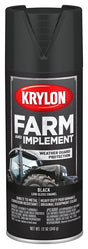 Krylon K01935007 Farm Equipment Spray, Low-Gloss, Black, 12 oz Can, Pack of 6