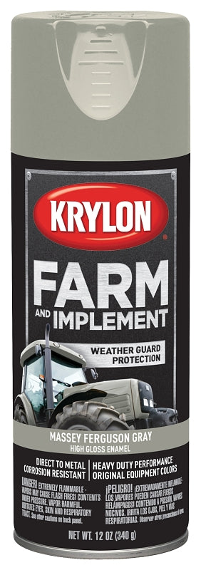 Krylon K01938000 Farm Equipment Spray, High-Gloss, Massey Ferguson Gray, 12 oz Can, Pack of 6