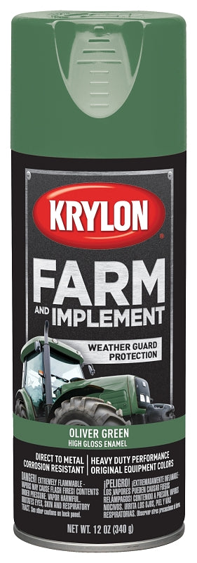Krylon K01943000 Farm Equipment Spray, High-Gloss, Oliver Green, 12 oz Can, Pack of 6