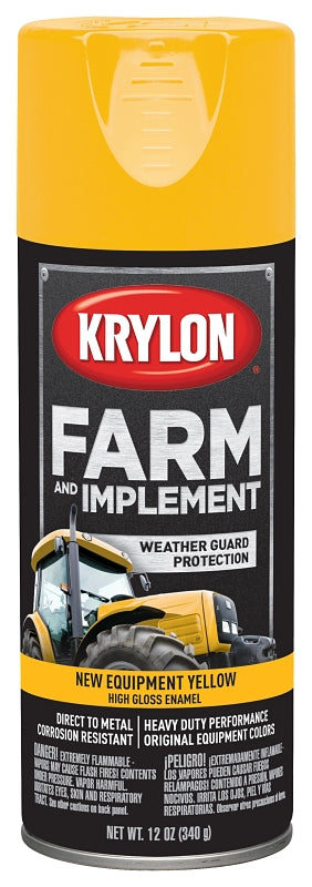 Krylon K01944008 Farm Equipment Spray, High-Gloss, New Equipment CAT Yellow, 12 oz Can, Pack of 6