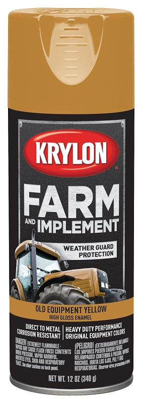 Krylon K01953000 Farm Equipment Spray, High-Gloss, Old Equipment CAT Yellow, 12 oz Can, Pack of 6
