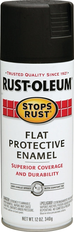 Rust-Oleum 7776830 Rust Preventative Spray Paint, Flat, Black, 12 oz Can