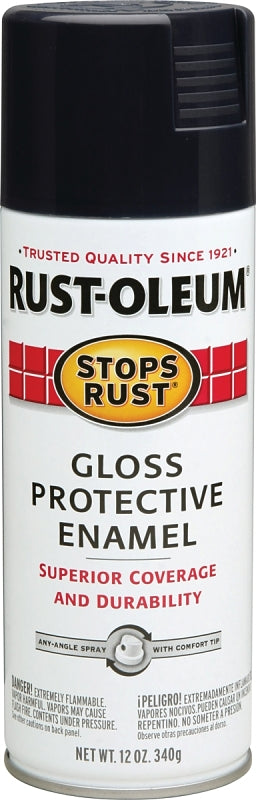 Stops Rust 7779830 Rust Preventative Spray Paint, Gloss, Black, 12 oz Can
