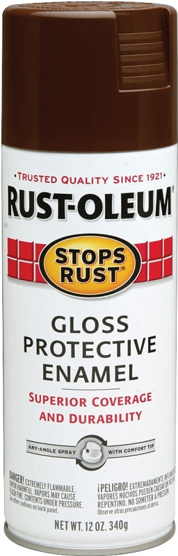 Stops Rust 7775830 Rust Preventative Spray Paint, Gloss, Leather Brown, 12 oz Can