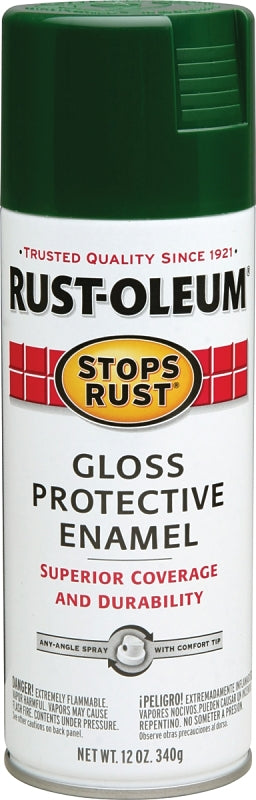 Stops Rust 7738830 Rust Preventative Spray Paint, Gloss, Hunter Green, 12 oz Can