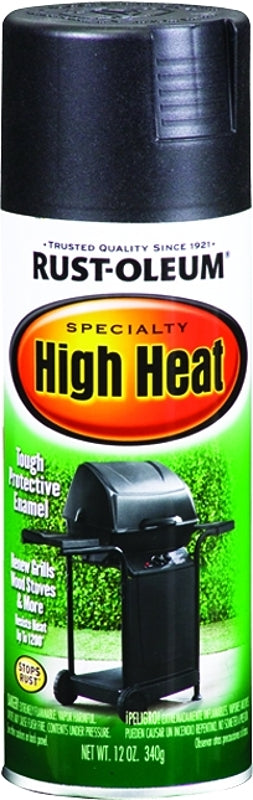 Rust-Oleum 7778830 High-Heat Spray Paint, Flat, Barbecue Black, 12 oz Can, Oil